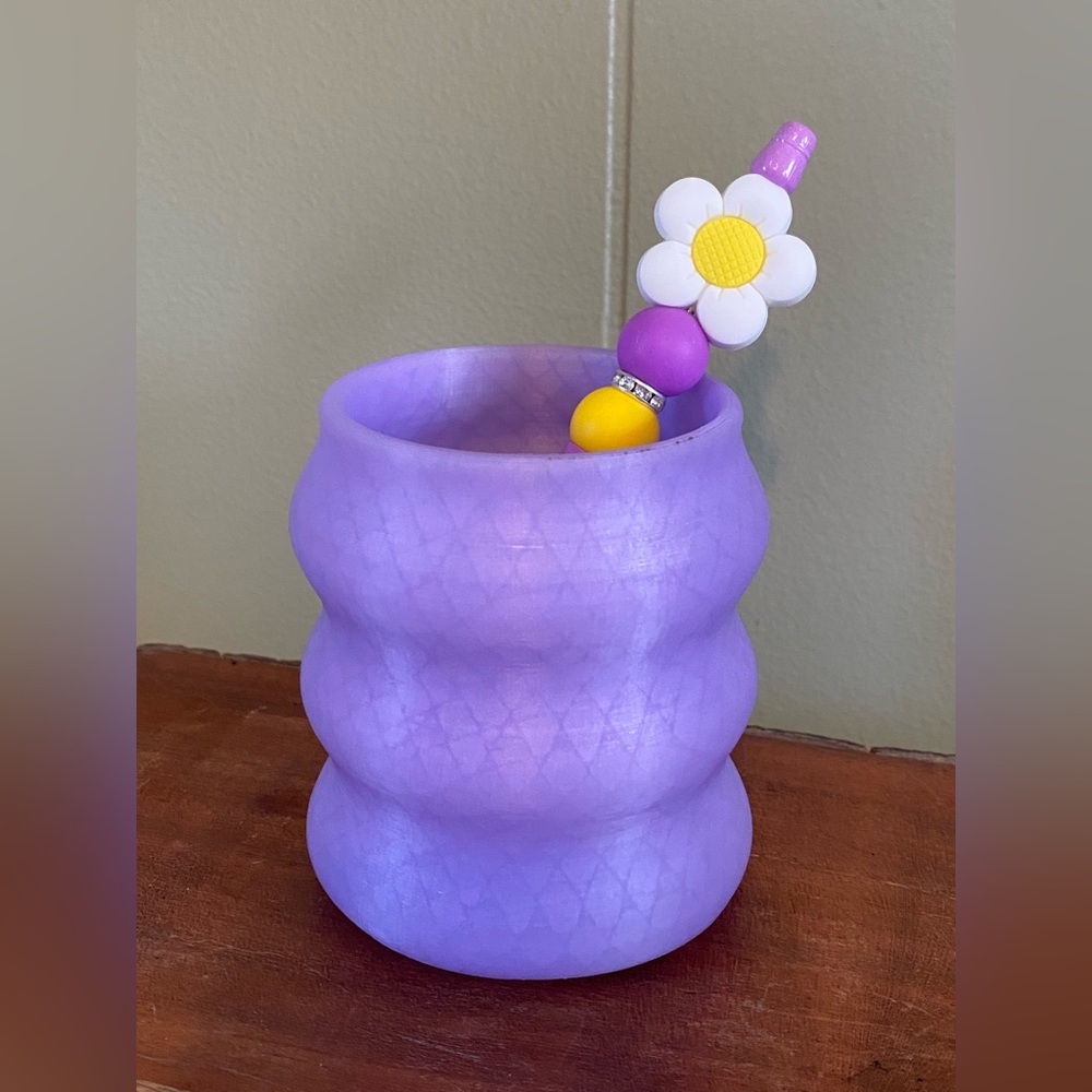 Purple Glow In The Dark Pen Holder (3D Printed) & Flower Pen!